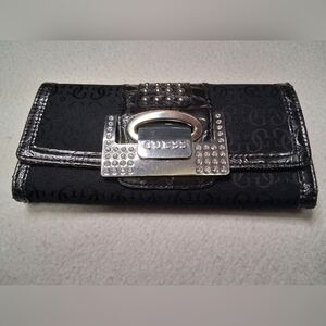 Guess Black Clutch with Silver Detailing
